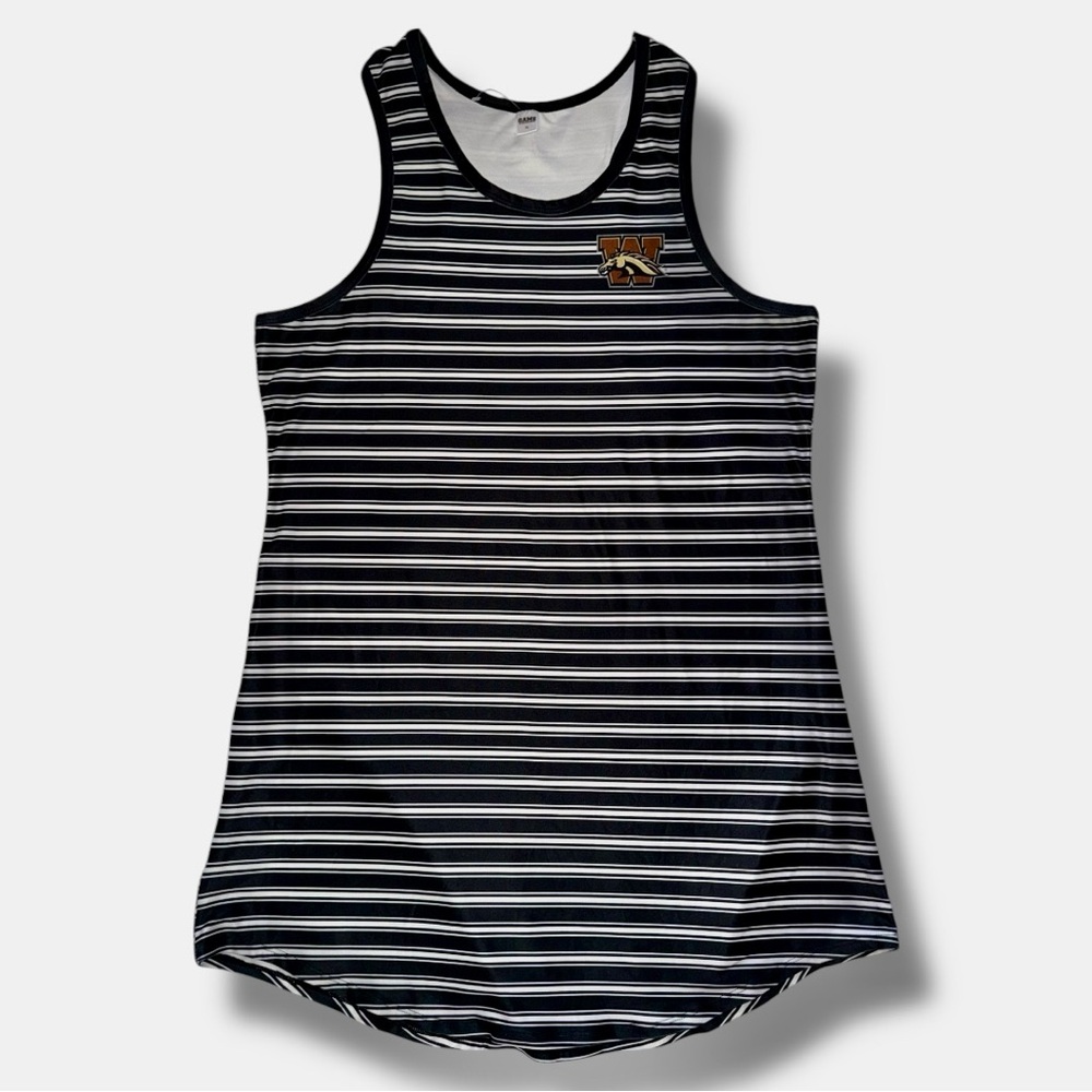 Western Michigan University Broncos Black & White Striped Mini Tank Dress NWOT - Picture 5 of 16